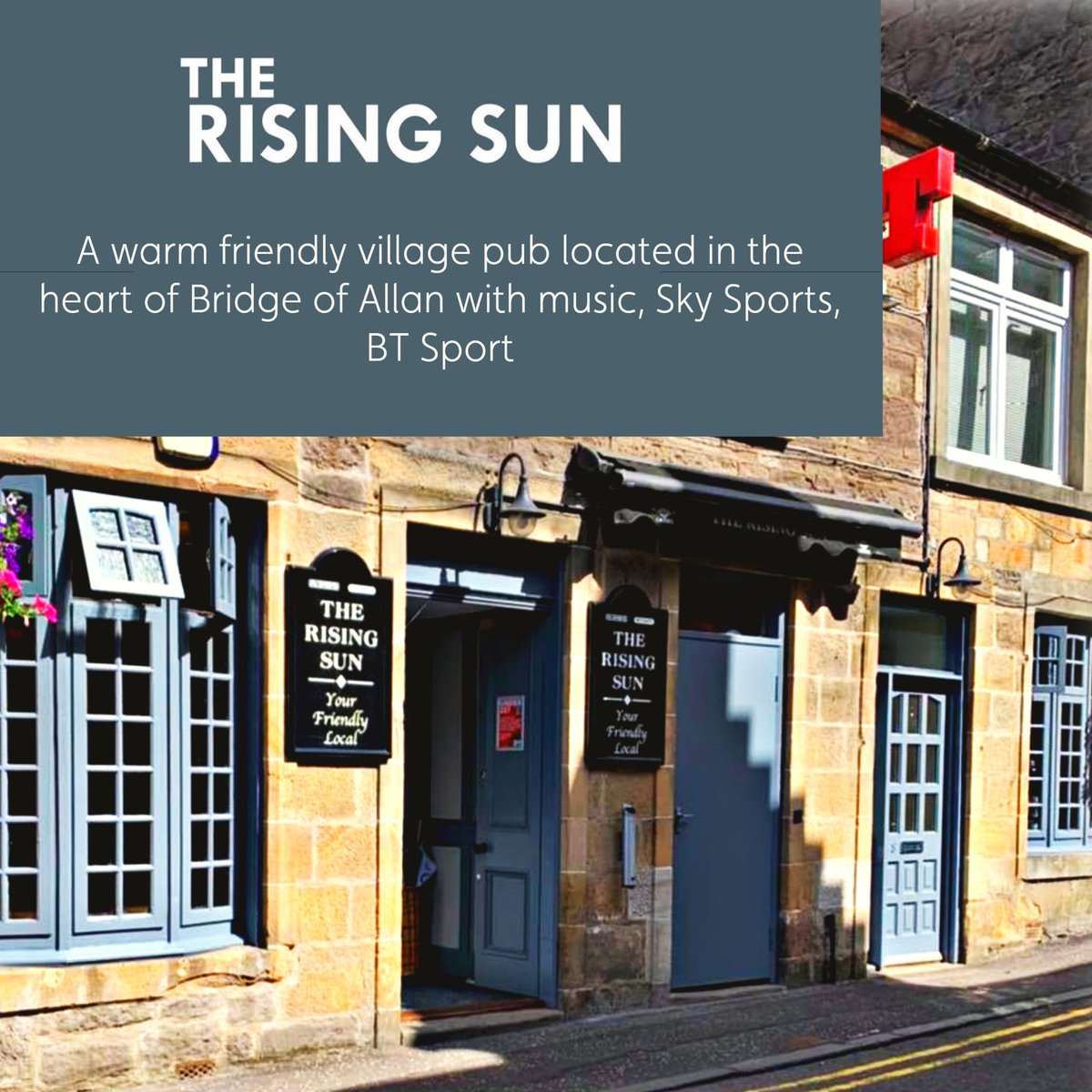 🏅LOVE SPORTS OR LIVE MUSIC? 🎵

🏈⚽Then the The Rising Sun, Bridge of Allan is a great place to enjoy both!! Whether it's Rugby, Football or Horse Racing - come along and watch!

🎸Live music with The Jacobites every Tuesday.

#SponsorAppreciation