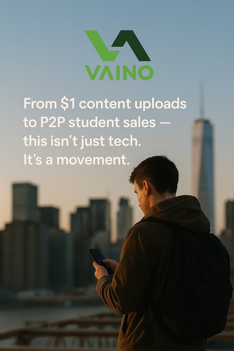 hellovaino's tweet photo. From $1 content uploads to P2P student sales — this isn’t just tech. It’s a movement.
#VainoMovement #VainoApp https://t.co/Sik0hb41AE