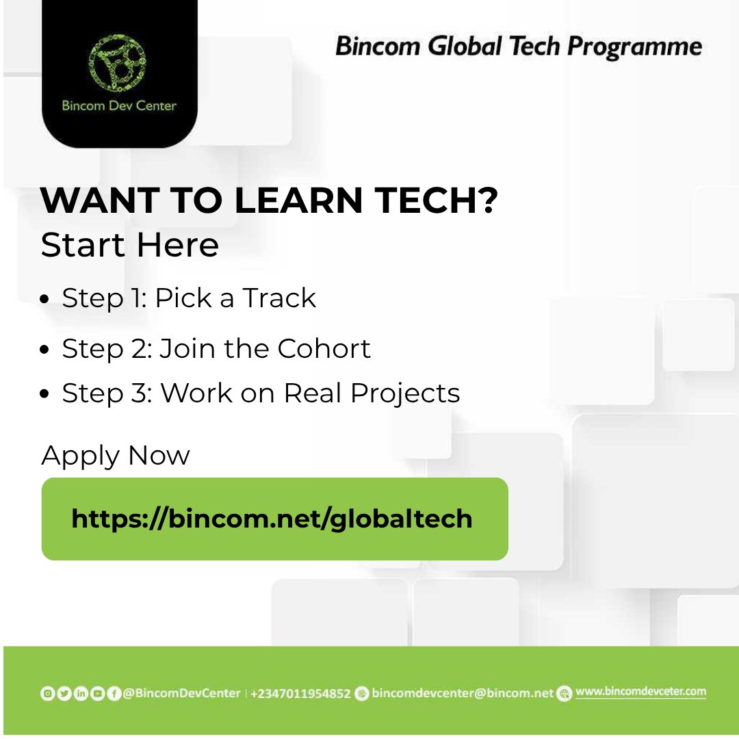 BincomDevcenter's tweet image. This is your sign to take the first step.
Whether you’re just starting out or already in tech, the next step starts here.

Start here. Start now. 
#TechBeginners #BincomGlobalTech #Digitalskills #Techcareer #explore #Learntech
#Globalopportunities #Techtraining