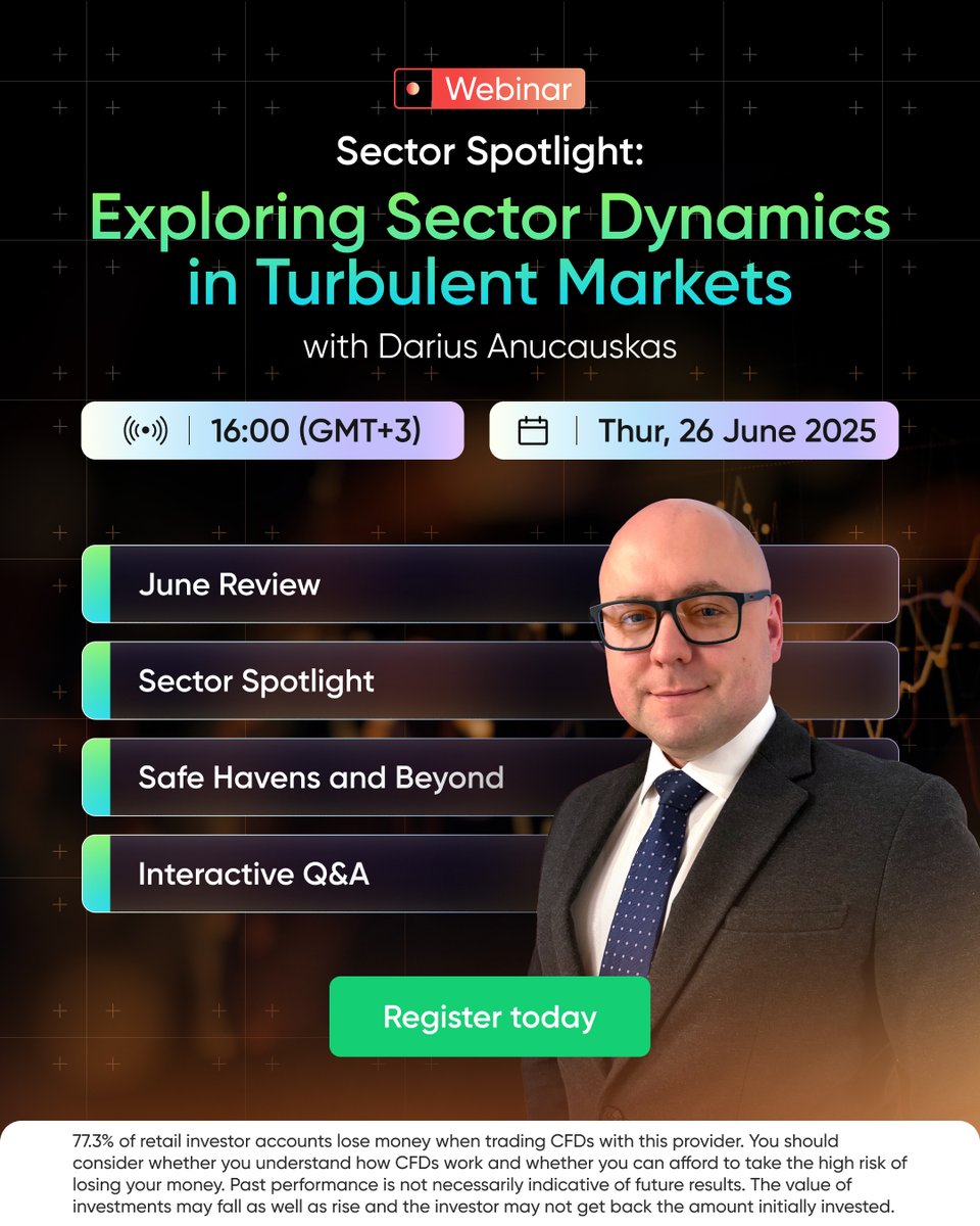 We’re going live tomorrow with Sector Spotlight: Exploring Sector Dynamics in Turbulent Markets and here’s what’s in store:

📌 June Review
📌 Sector Spotlight
📌 Safe Havens and Beyond
📌 Interactive Q&amp;A

🔗 bit.ly/sectordynamics…