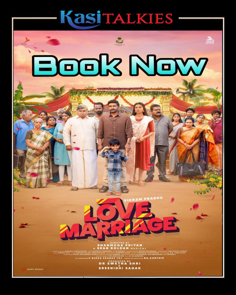 Kasi Talkies (@kasitalkies) on Twitter photo #LoveMarriage - Tamil Movie Releasing On June 27
<a href="/KasiTalkies/">Kasi Talkies</a>
Book Your Tickets Soon. Visit Us On bit.ly/2EfUh5X
<a href="/iamVikramPrabhu/">Vikram Prabhu</a> <a href="/sush_bhat94/">Sushmitha Bhat</a> <a href="/Director_Priyan/">shanmuga priyan</a> <a href="/Meenakshidine0/">Meenakshi Dinesh</a> <a href="/thilak_ramesh/">Ramesh Thilak</a> <a href="/RSeanRoldan/">Sean Roldan</a> #LoveMarriage - Tamil Movie Releasing On June 27
<a href="/KasiTalkies/">Kasi Talkies</a>
Book Your Tickets Soon. Visit Us On bit.ly/2EfUh5X
<a href="/iamVikramPrabhu/">Vikram Prabhu</a> <a href="/sush_bhat94/">Sushmitha Bhat</a> <a href="/Director_Priyan/">shanmuga priyan</a> <a href="/Meenakshidine0/">Meenakshi Dinesh</a> <a href="/thilak_ramesh/">Ramesh Thilak</a> <a href="/RSeanRoldan/">Sean Roldan</a>