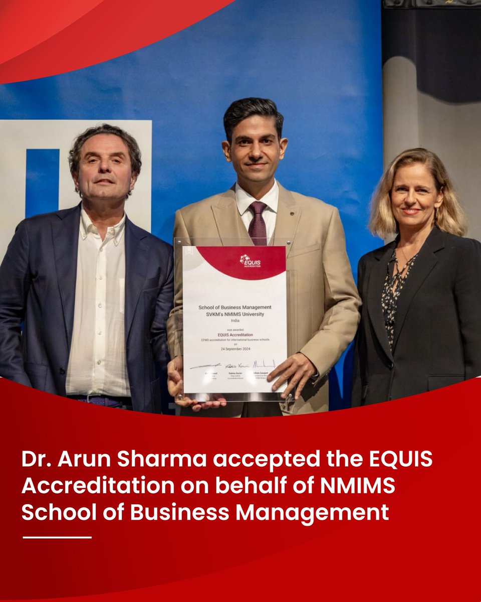 nmims_india's tweet photo. Proud moment for NMIMS SBM!
We’ve been awarded the EQUIS Accreditation at the EFMD 2025 Conference in Munich. Dr. Arun Sharma received the award on our behalf.
#NMIMS #SBMNMIMS #PDSE #EQUIS #EFMD2025 #ProudMoment #Education https://t.co/4wdR7F2Xcu