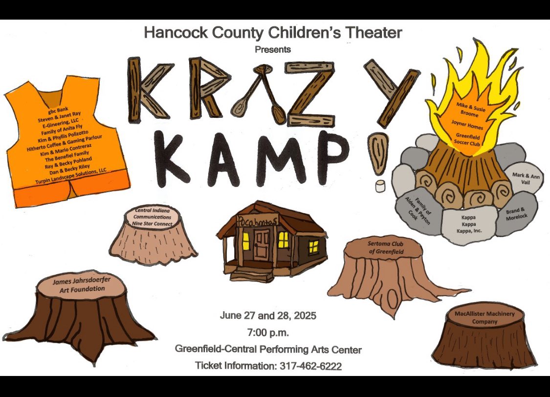 I've loved working with Hancock students this month! It's TECH week!  The production of KRAZY KAMP is coming together!  Come see these talented students perform on stage Friday / Saturday at 7 pm in GCHS new auditorium!