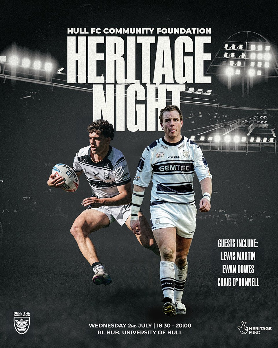 Our latest <a href="/FCComFoundation/">Hull FC Foundation</a> Heritage Night takes place at the University of Hull next Wednesday, with special guests Lewis Martin, Ewan Dowes and Craig O'Donnell 🔜

Info 👉 tinyurl.com/5n8922ac

⚫️⚪️ #COYH | <a href="/ecostrad/">ecostrad</a>