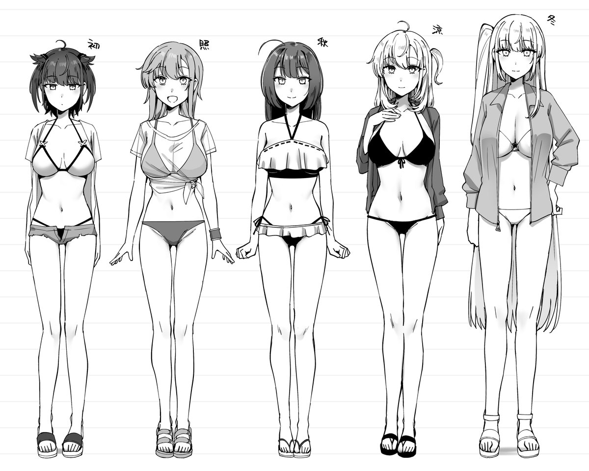 kiridoya1's tweet image. 夏コミでは水着着せようと思ってデザイン考え中…