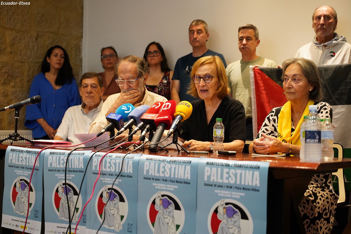Este 26 de junio el corazón de #Bilbao latirá por #Gaza. 

Miles de personas están llamadas a movilizarse por Palestina a las 19:00 horas desde la Plaza de Moyúa. 
Allí estaremos 🔻🇵🇸

Ekainaren 26 honetan #Bilbo-ren bihotza taupaka ibiliko da #Gaza-ren alde.