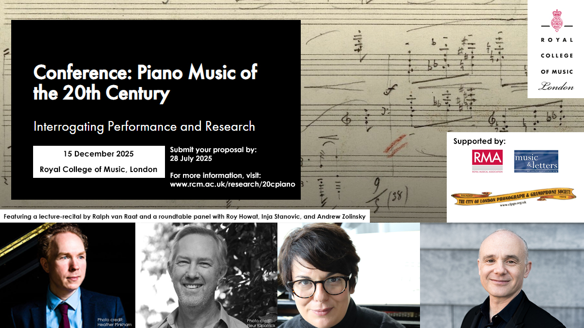 I'm excited to share that the conference 'Piano Music of the 20th Century: Interrogating Performance and Research', which I've been organising with <a href="/nunolucas25/">Nuno Lucas</a> and Dr <a href="/cguillaumier/">Christina Guillaumier</a>, will take place at <a href="/RCMLondon/">Royal College of Music</a> on 15 Dec. More info on:
rcm.ac.uk/research/20cpi…
