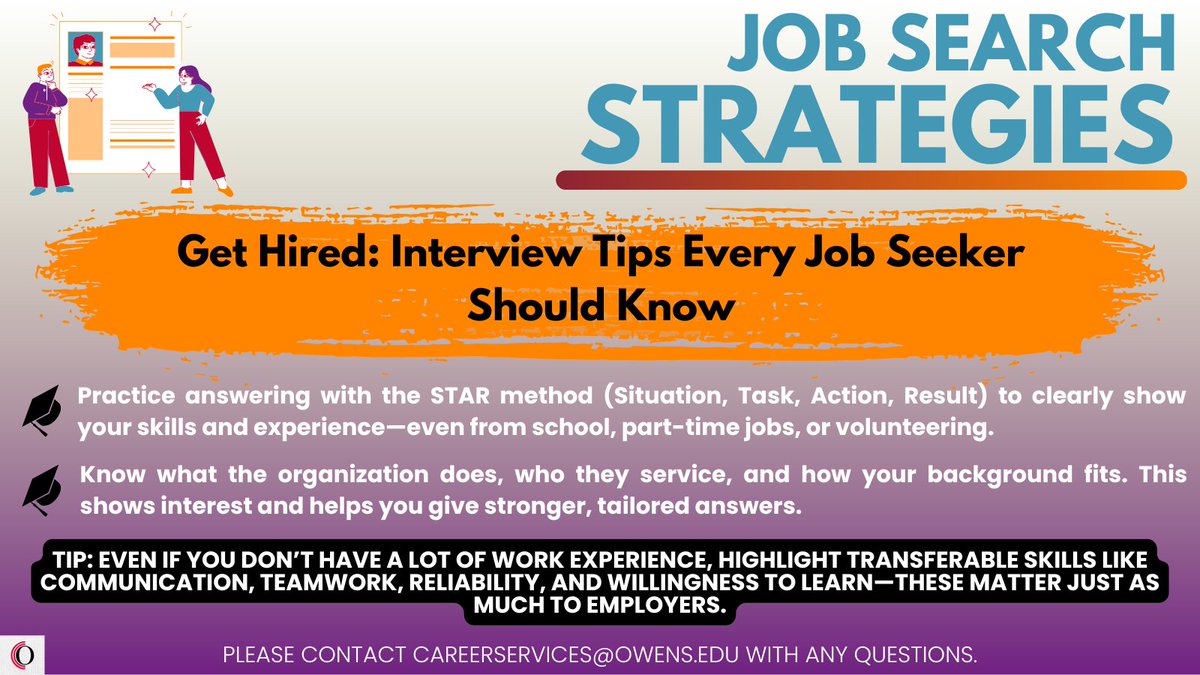 OwensCareers's tweet photo. This week's job search tip is about interview prep. #jobsearchtips https://t.co/U10qdRtuHX