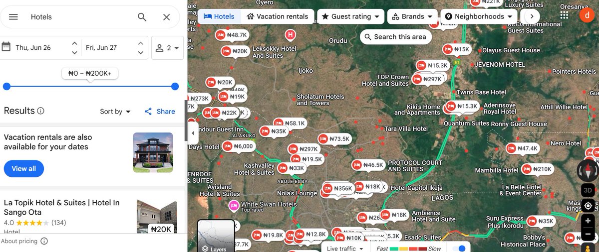 TripDarlinq's tweet image. Hotel prices in some parts of &quot;Lagos&quot; via Google Mapping 

#Nigeria #Wike #dataandinsights