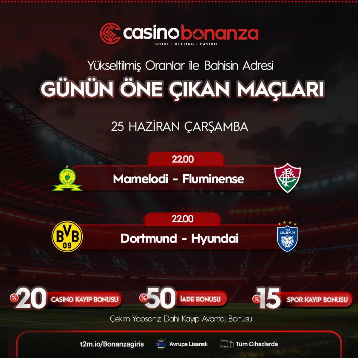 🍀 Günün Maçlarına Bahsini Hemen Al!

#⃣ Özel oranlar , Hızlı Çekim İşlemleri İle Bahsin Adresi #CasinoBonanza ! 

*⃣  #Casinobonanza'da En Yüksek Kazançlar Seni Bekliyor! 

❤️  "Heyecanı Yakala, Kazancın Casino Bonanza'da!"

🔗 t2m.io/casinobonanzac…