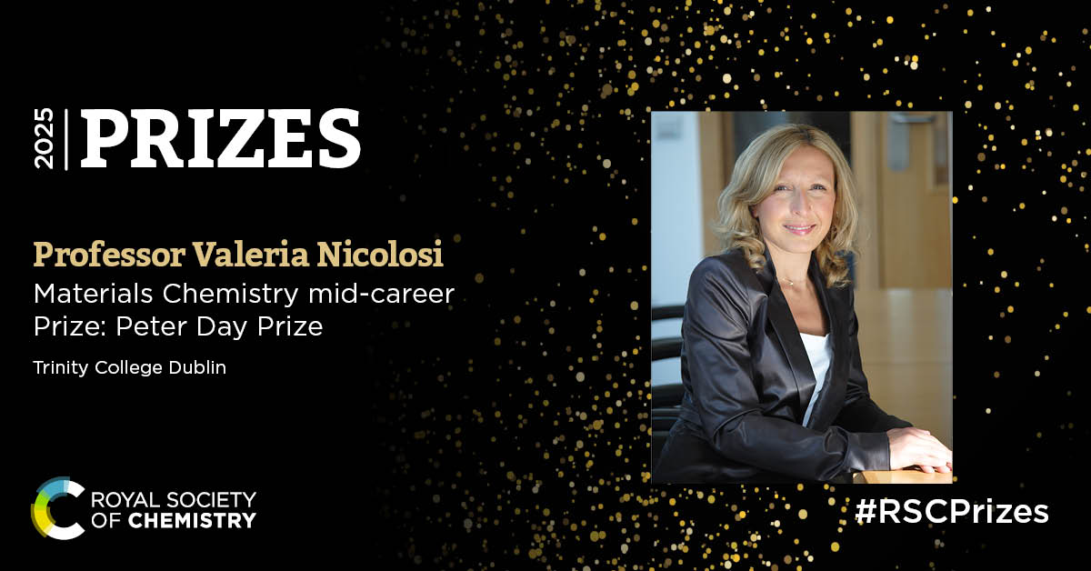 NicolosiGroup's tweet image. I’m deeply honoured to receive the Royal Society of Chemistry’s Peter Day Prize 2025. This recognition is a tribute to the dedication, creativity, and hard work of my entire Nicolosi Group — past and present. Thank you @RoySocChem for this incredible honour! #RSC #PeterDayPrize