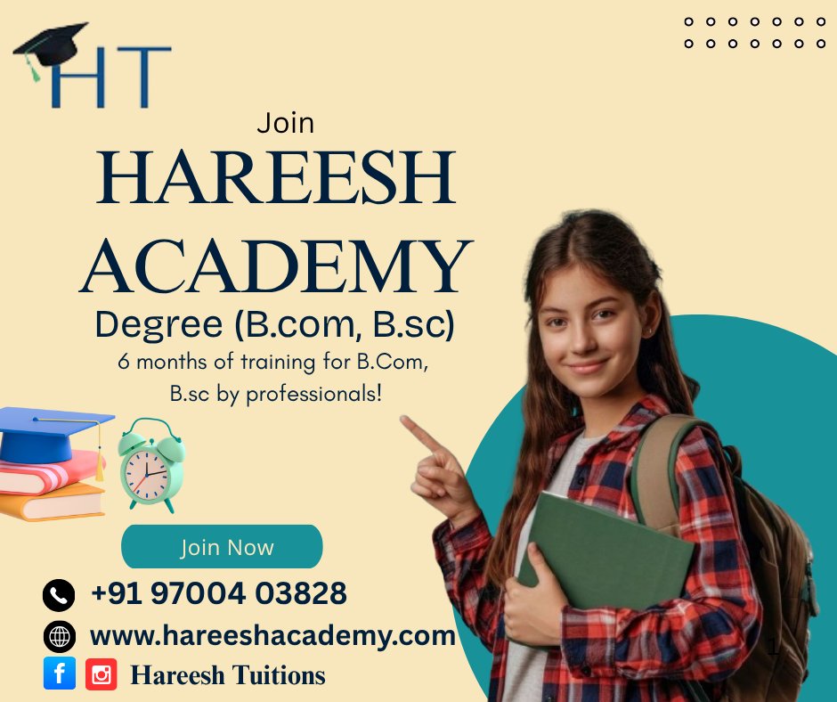 hareeshacademy8's tweet image. Join Hareesh Academy Degree (B.Com, B.Sc)

6months of training for ,  by professionals!

#HareeshacademyinHyderabad #Hareeshacademy #bestcoachinginstituteforjee #bestcoachingcentreforneet