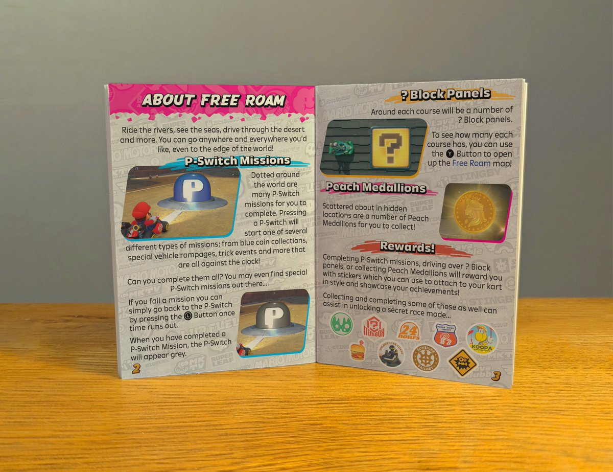 RowanFN's tweet photo. The Explorapedia is now available.

52 pages of information, P-Switch Missions, Peach Medallions, ? Switches, for you to check off your Free Roam completed!

https://t.co/3YmWdPvnca

#MarioKartWorld #MKWORLD #NintendoSwitch2 #Nintendo  #switchcorps #Switch2  #MBPUK https://t.co/vqvqhNojzu