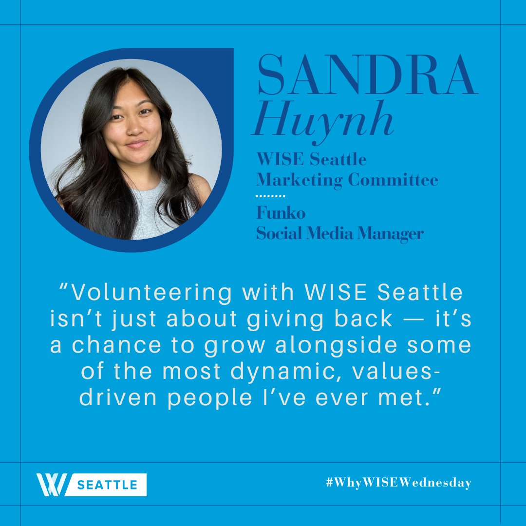 #WhyWISEWednesday Spotlight 🌟 Sandra, our newest Marketing Committee member, shares how WISE empowers her to grow &amp; give back. 💜 #JoinUs