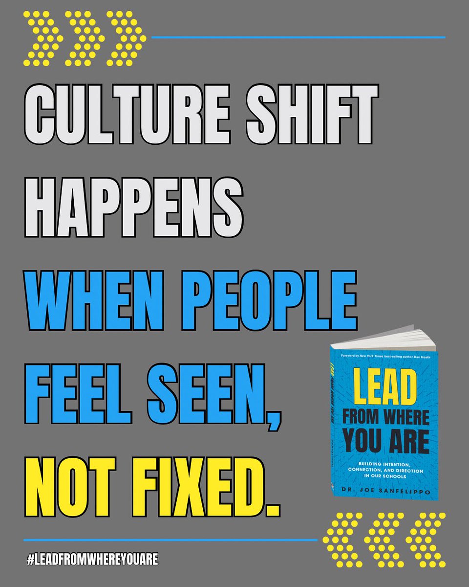 Joe_Sanfelippo's tweet photo. See the PEOPLE. Fix the ENVIRONMENT so they can do their best work. GO. #LeadFromWhereYouAre #HackingLeadership #1minwalk2work #CraftingTheCulture #GiveYourselfAChance https://t.co/DEkZq9Ydnf
