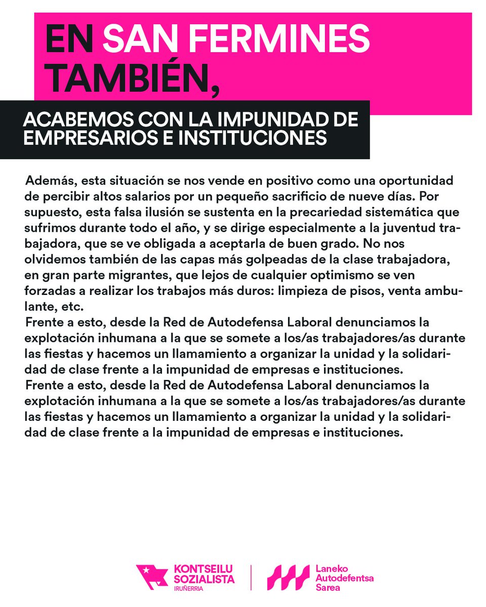 En san Fermínes también, hagamos frente a la impunidad de empresarios eninstituciones
