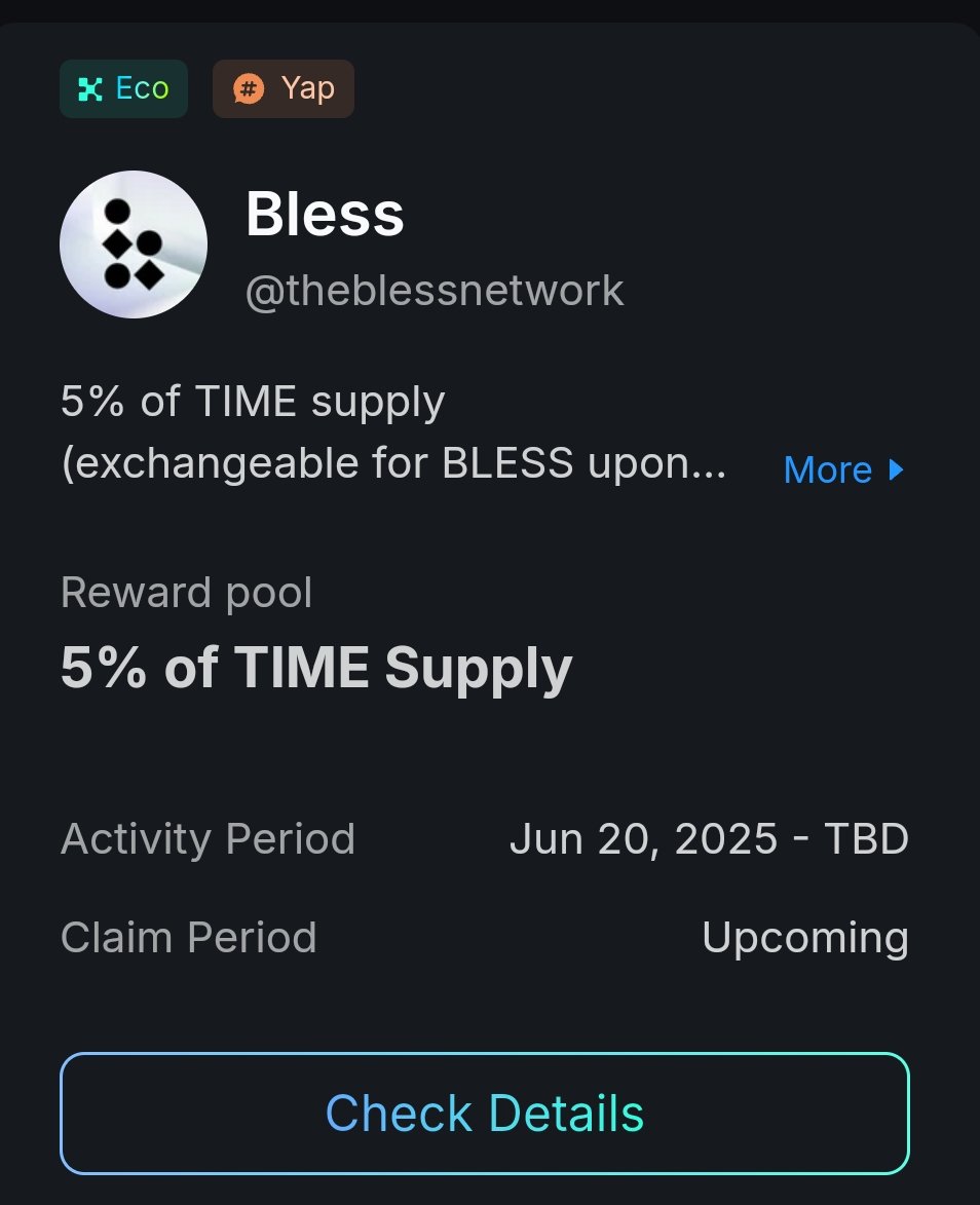 ltrad3's tweet photo. Hello World!

Don't sleep on @theblessnetwork

→5% $TIME supply for top 500 yappers and kaito ecosystem.

Let's connect and yap with me.

@theblessnetwork https://t.co/PQnbGlhSFX