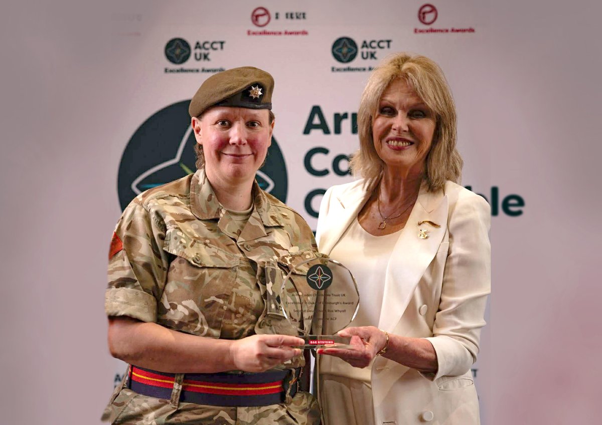We are very proud of Second Lieutenant Ros Whyall, who has been given an ACCT UK award, presented by Joanna Lumley, for her exceptional work as our Duke of Edinburgh's Award Officer. #dofe #volunteering #Cambridgeshire #Leadership #army #armycadets