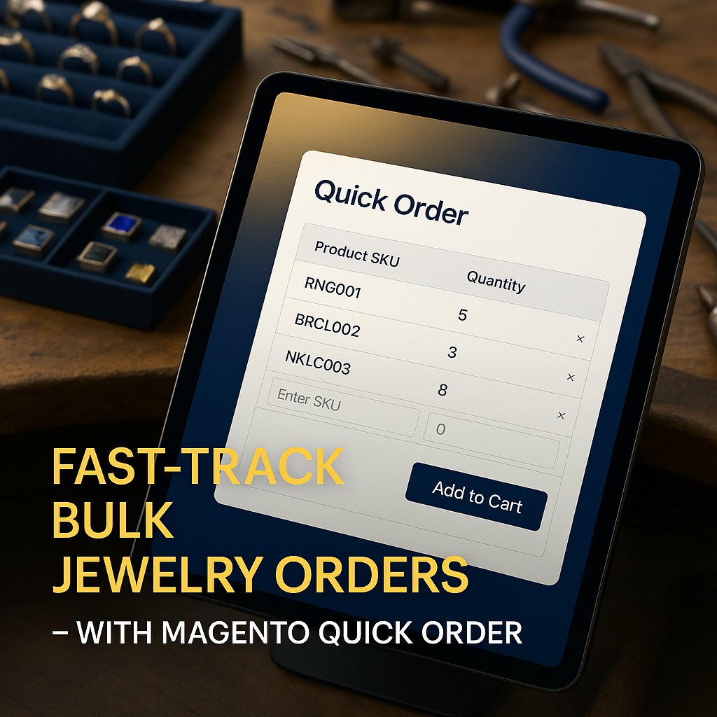 embitel's tweet image. Whether you&apos;re managing thousands of SKUs for chains, bangles, or gemstone sets — time is gold.

With #MagentoCommerce’s Quick Order feature, #jewelry wholesalers and manufacturers can simplify the entire ordering experience: embitel.com/blog/ecommerce…