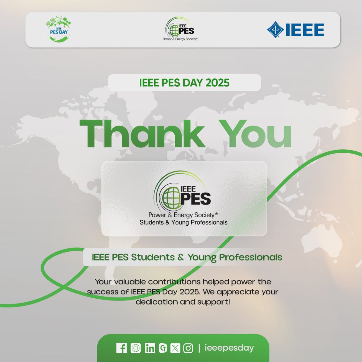IEEE PES Students &amp; Young Professionals🌍

Massive thanks to the IEEE PES Students &amp; Young Professionals community for bringing unparalleled passion and innovation to IEEE PES Day 2025! 💚

#IEEEPES #IEEEPESDay2025 #IEEE #EarthDayCelebrations #IEEEPESStudents&amp;YoungProfessionals