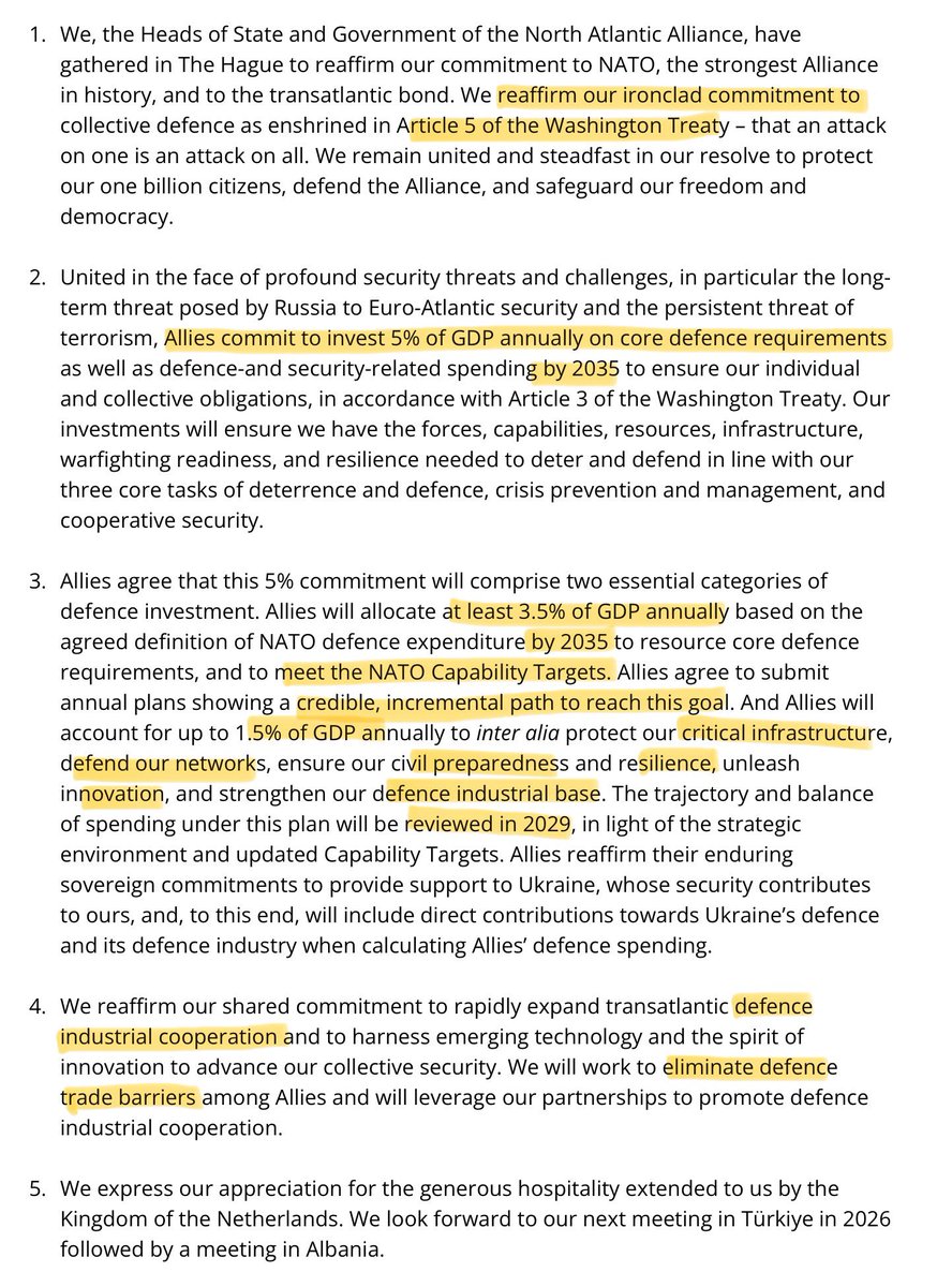 JUST OUT
NATO Hague Summit Declaration