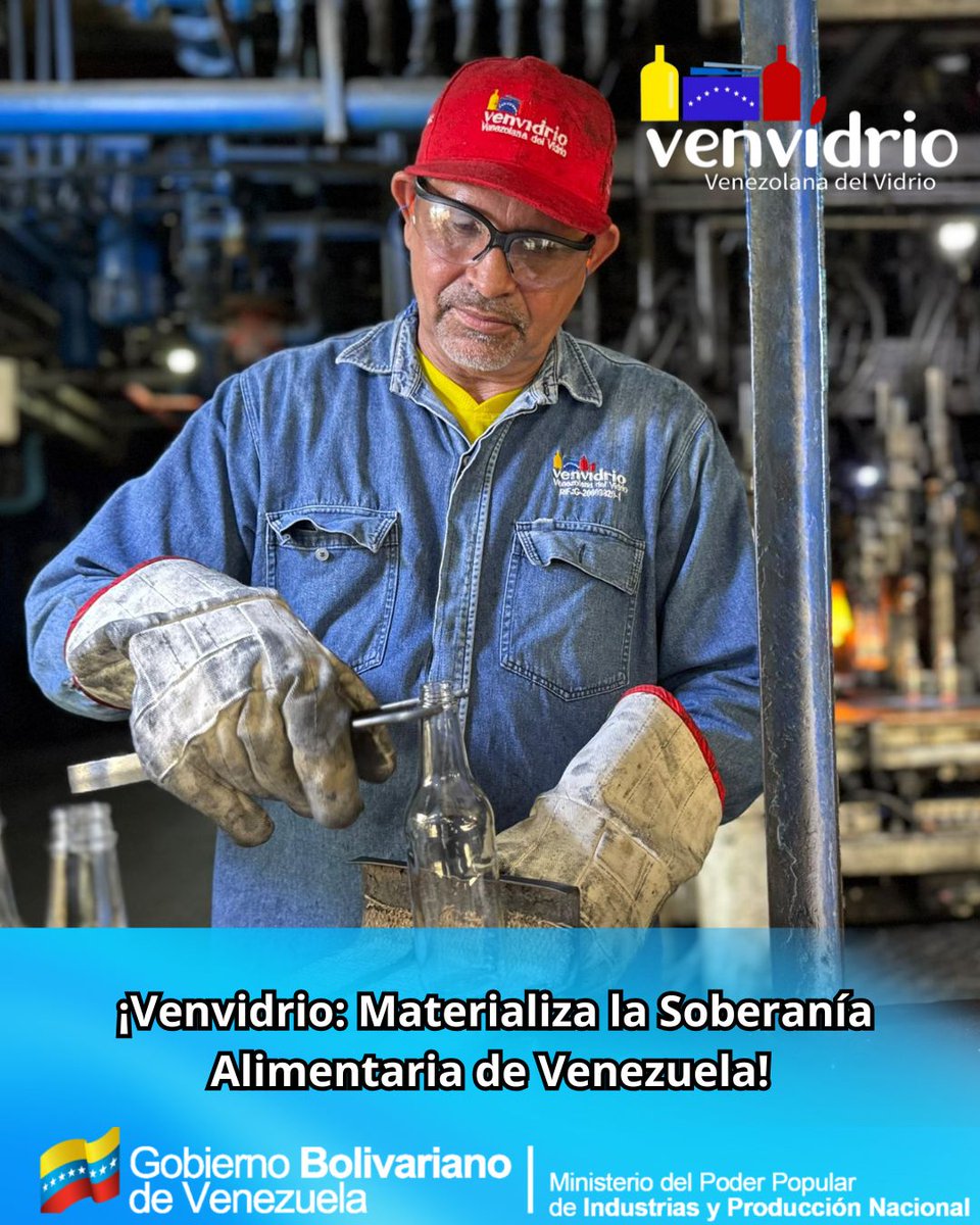 Entérate📢|| En Venvidrio, no solo fabricamos envases. ¡Construimos futuro! Cada botella, cada frasco que sale de nuestras líneas de producción es un eslabón fundamental en la cadena de la soberanía alimentaria de Venezuela. <a href="/MPPIPNVEN/">MPPIPN</a>