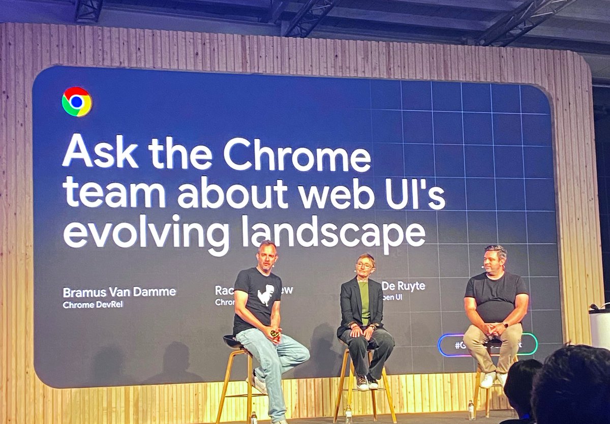 cleyrauc's tweet image. Chrome DevRel team is on talking about web UI's evolving landscape π @rachelandrew @bramus #GoogleIOConnect