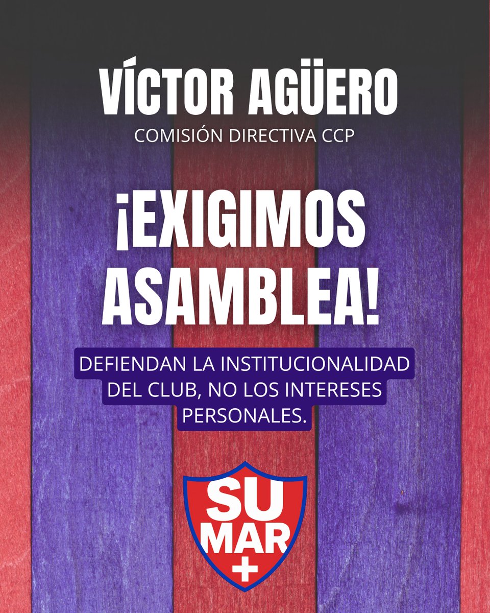 ¡Exigimos Asamblea Ya!

Víctor Agüero, desde el Movimiento SUMAR te exigimos respeto a la voluntad del socio. La institucionalidad del Club Cerro Porteño no puede seguir siendo rehén de intereses particulares.

🛑 Basta de dilaciones.
⚖️ Democracia, transparencia y respeto a los