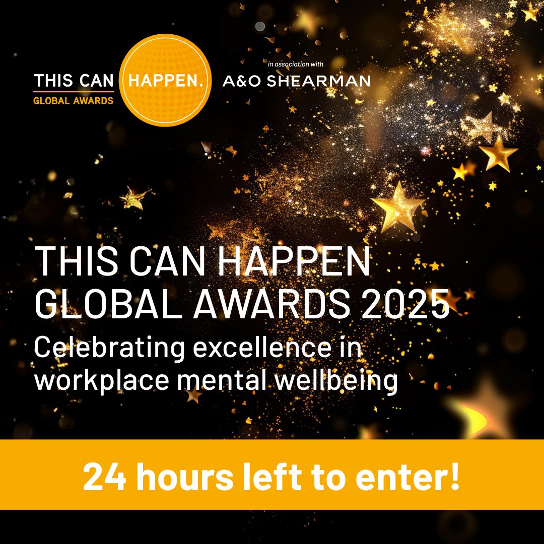 The clock is ticking! You have just one day left to enter the 2025 This Can Happen Global Awards, celebrating excellence in workplace mental wellbeing.

Explore all categories and enter today: hubs.la/Q03twtKy0