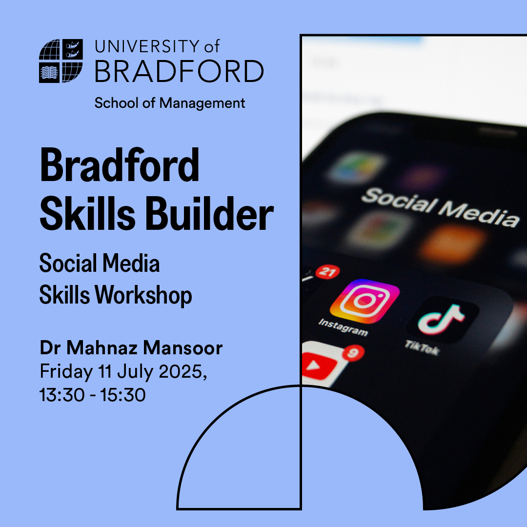 University of Bradford School of Management (@bradmanagement) on Twitter photo There's just one week to go until Bradford Skills Builder at the <a href="/UniofBradford/">University of Bradford</a>!
Business leaders and alumni can access a week of workshops exploring modern themes of business including sustainability, AI, reflective leadership and social media marketing
bradford.ac.uk/events/public/… There's just one week to go until Bradford Skills Builder at the <a href="/UniofBradford/">University of Bradford</a>!
Business leaders and alumni can access a week of workshops exploring modern themes of business including sustainability, AI, reflective leadership and social media marketing
bradford.ac.uk/events/public/…