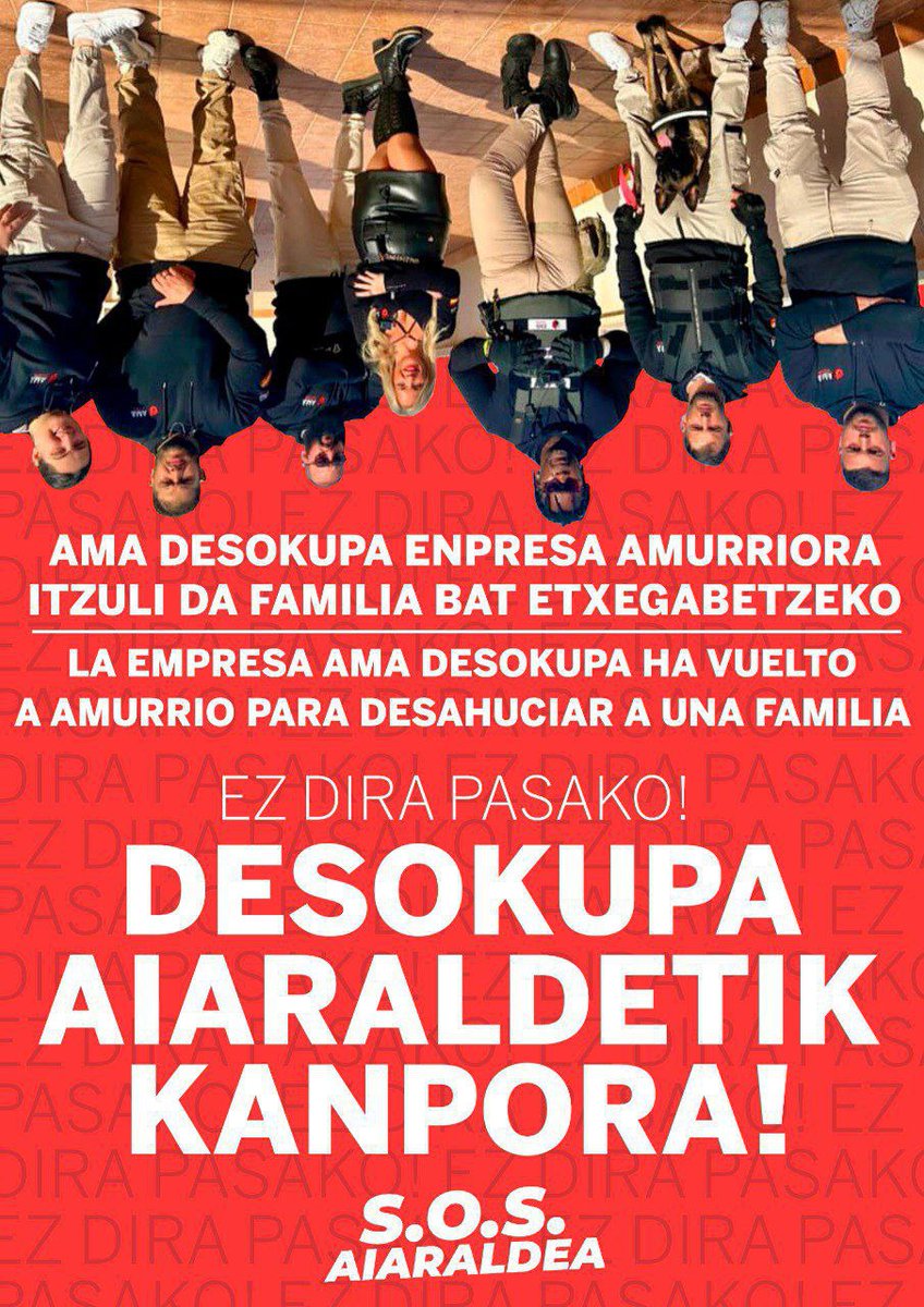 🔴 ADI! 🔴

AMA Desokupako kideak Amurriora itzuli dira hirugarren aldiz. 

Gogoratu, ikusten badituzu idatzi Whatsapp zenbaki honetara 👉 645 96 59 20

Gaurko eskualdeko bilera Amurriora mugitzen dugu, 19:00etan Kultur etxean. 

Animatu!