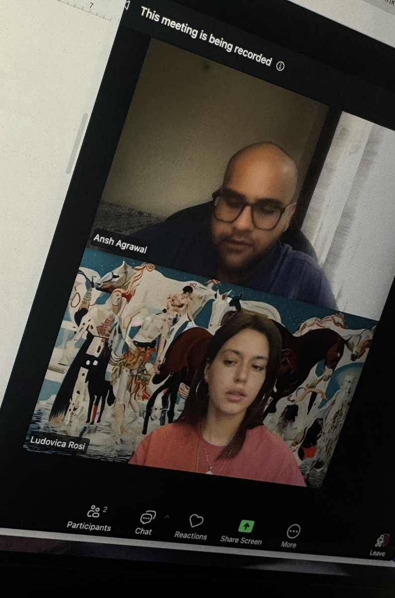 Just did a podcast with <a href="/anshagrawal1709/">Ansh Agrawal</a> using the latest artwork I bought “Chevaliant trois” by <a href="/undiffusion/">undiffusion 🔥⭕️</a> on <a href="/zero________one/">zeroone 🔺</a>  as background ❤️‍🔥