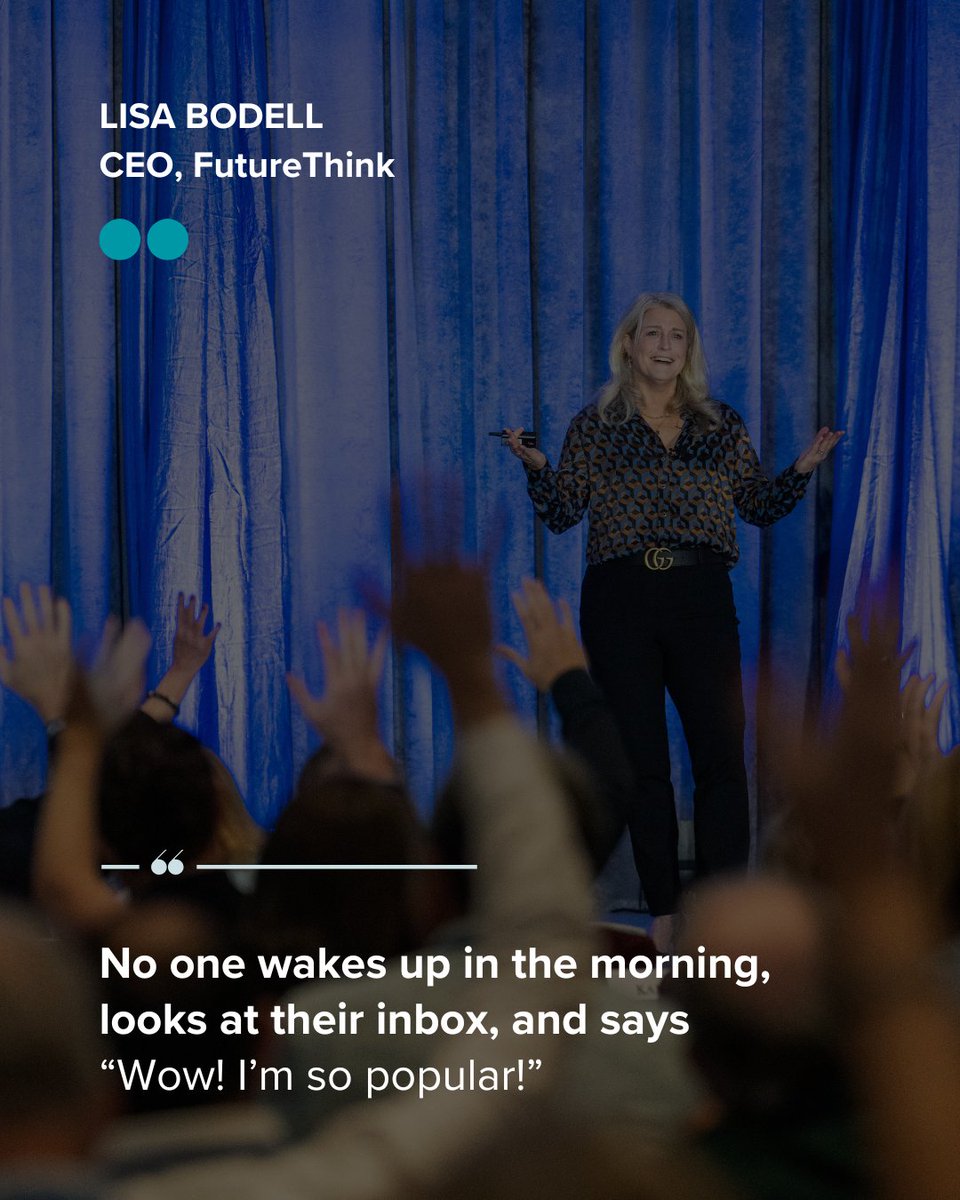 Lisa Bodell (@lisabodell) on Twitter photo No one wakes up thinking, âWow, Iâm popular!ââespecially when inboxes are overflowing.
Letâs stop measuring success by noise.
#Productivity #Leadership#WhySimpleWins No one wakes up thinking, âWow, Iâm popular!ââespecially when inboxes are overflowing.
Letâs stop measuring success by noise.
#Productivity #Leadership#WhySimpleWins