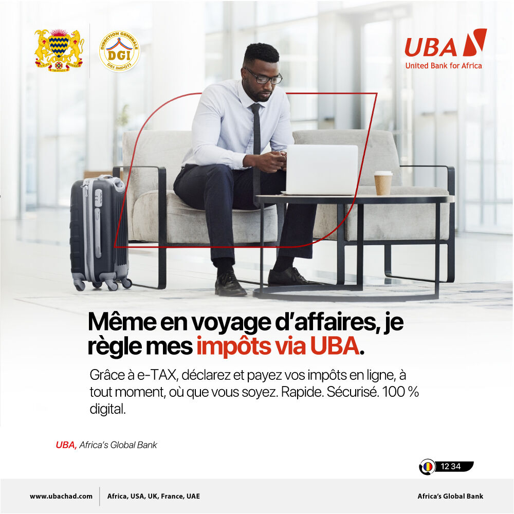 UBATchad's tweet image. Plus besoin d’être sur place pour rester en règle.
Avec e-TAX, vos impôts se règlent en ligne, partout, même en déplacement.

#UBATchad #UBAMaBanqueToujoursAvecMoi #eTAX  #DGITchad