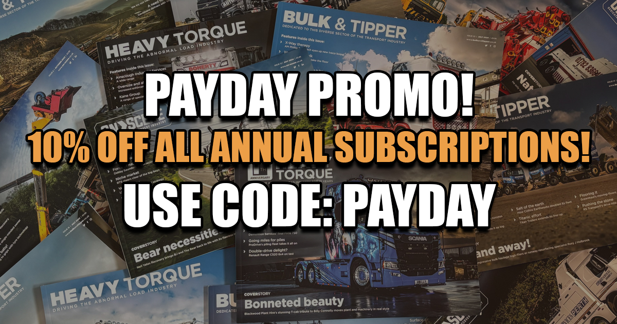 Payday is galloping towards us, and what better way to celebrate than with 10% off all annual subscriptions!

Shop Now 👉 heavytorque.co.uk/subscribe/
Shop Now 👉 bulkandtipper.co.uk/subscribe/
Shop Now 👉 on-scene.co.uk/subscribe/

#PaydayPromotion #Discount