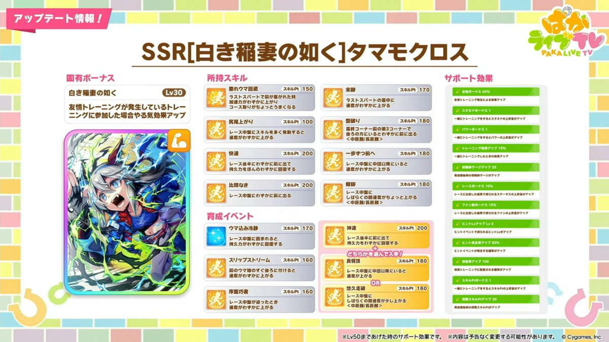 uma_musu_en's tweet image. Here's a look at the new SSR gacha support cards, Tucker Blaine and Tamamo Cross!
#umamusume