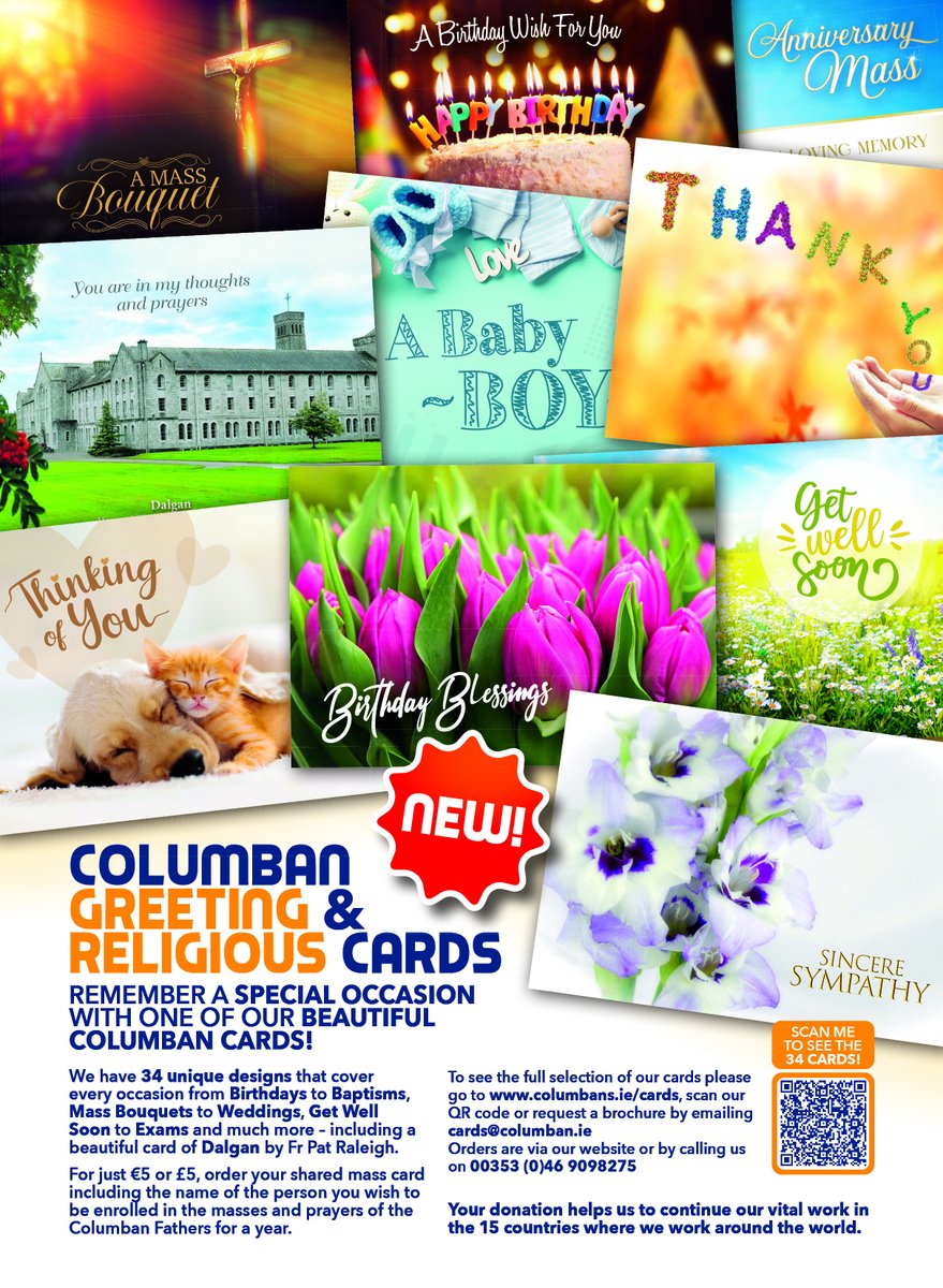 IrishColumbans's tweet photo. Remember a special occasion with one of our beautifully designed #Columban Greeting & Religious cards! Offering 34 unique designs of shared mass cards, these specially designed cards cover all occasions from #birthdays to #baptisms! See: https://t.co/Vmc7Oxge7E #Greetingcards https://t.co/3gi3o3oX9l