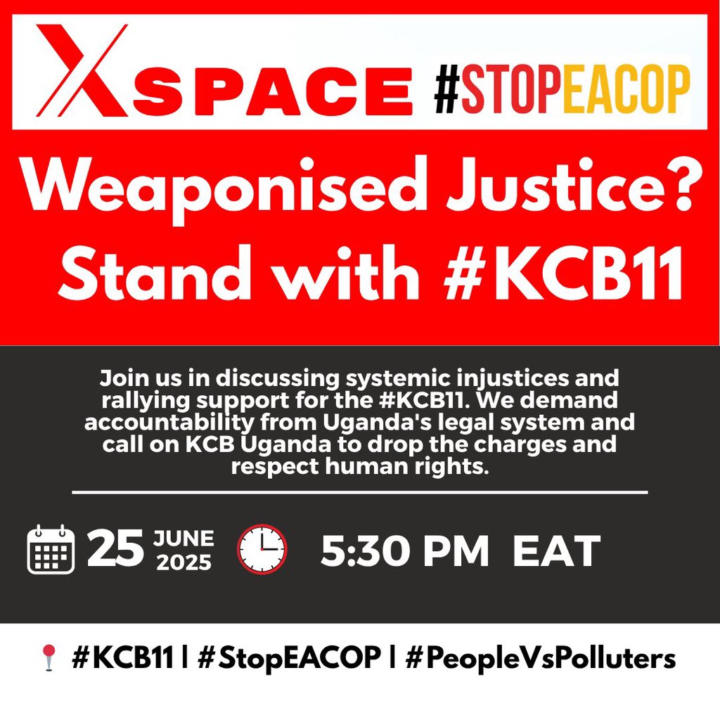 ASIIMWEMAR34811's tweet image. Weaponised justice is not justice!
Join us in standing with the #KCB11 and demanding the release of the detained human rights defenders who have now spent over 2 months in detention. We call for justice, accountability, and the protection of civic space.