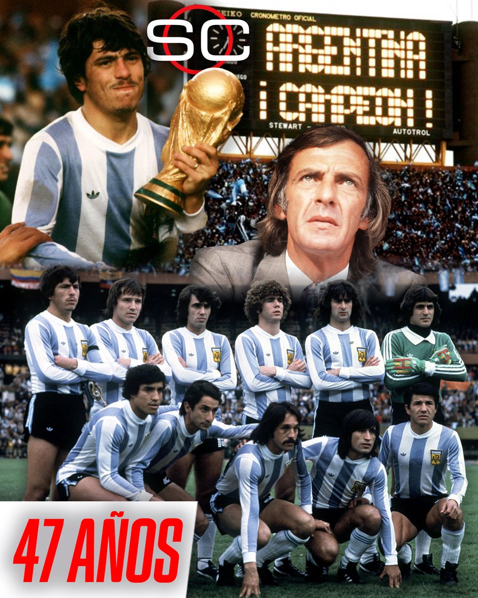 🏆 A 47 AÑOS DE LA PRIMERA ESTRELLA MUNDIAL

🔙 El 25 de junio de 1978, la Selección Argentina comandada por César Luis Menotti derrotó 3-1 a Holanda en el Estadio Monumental y se consagró campeona del mundo por primera vez en su historia

⚽ Mario Kempes por duplicado y Daniel