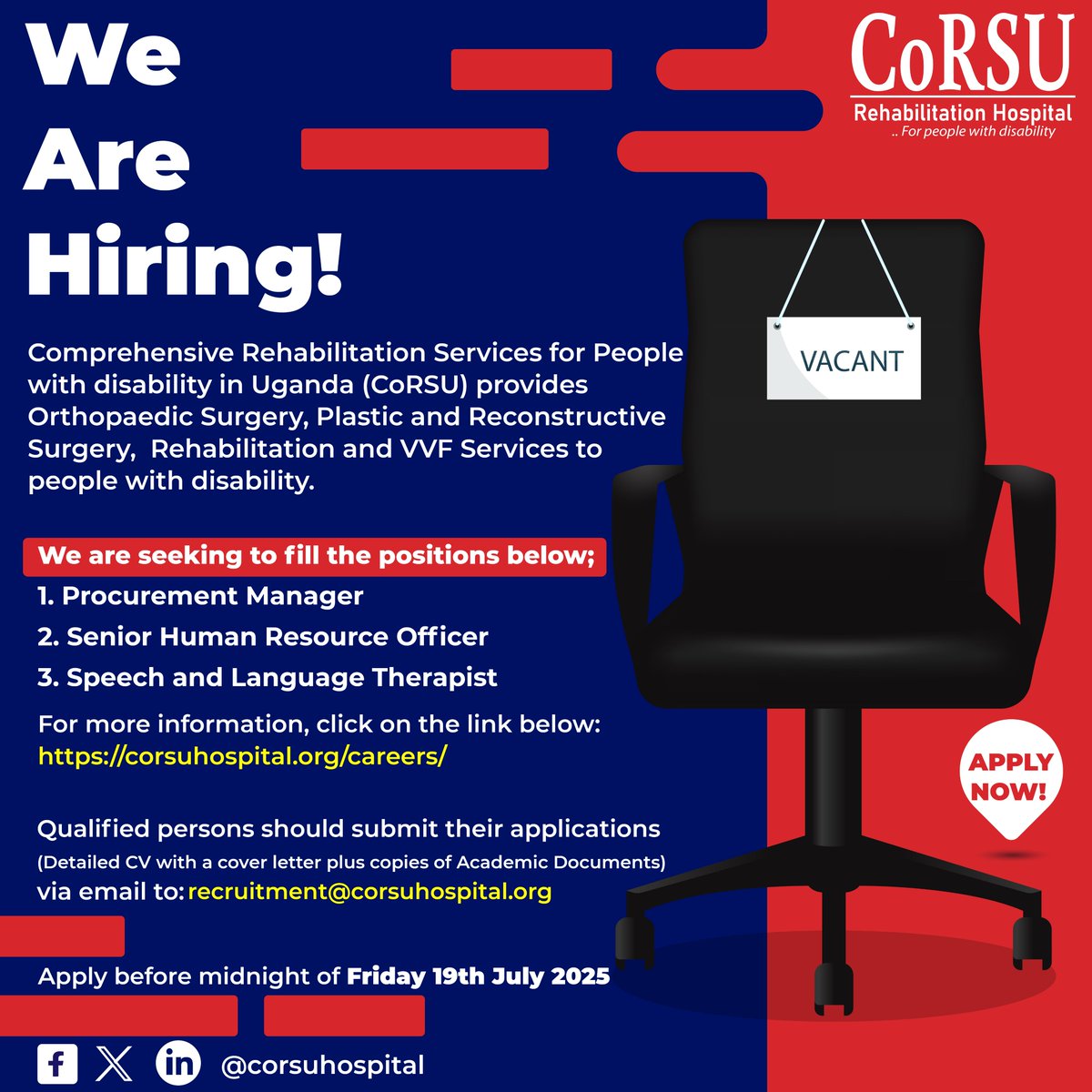 corsuhospital's tweet photo. We are hiring!!! https://t.co/0x5MMjGoeK