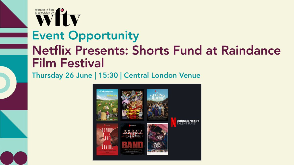 WFTV members, don't miss tomorrow's in-person panel discussion as part of Raindance Film Festival - 'Netflix Presents: Shorts Fund' - a unique opportunity for emerging documentary filmmakers in the UK and Ireland. Find out more here: bit.ly/NPSF_RD