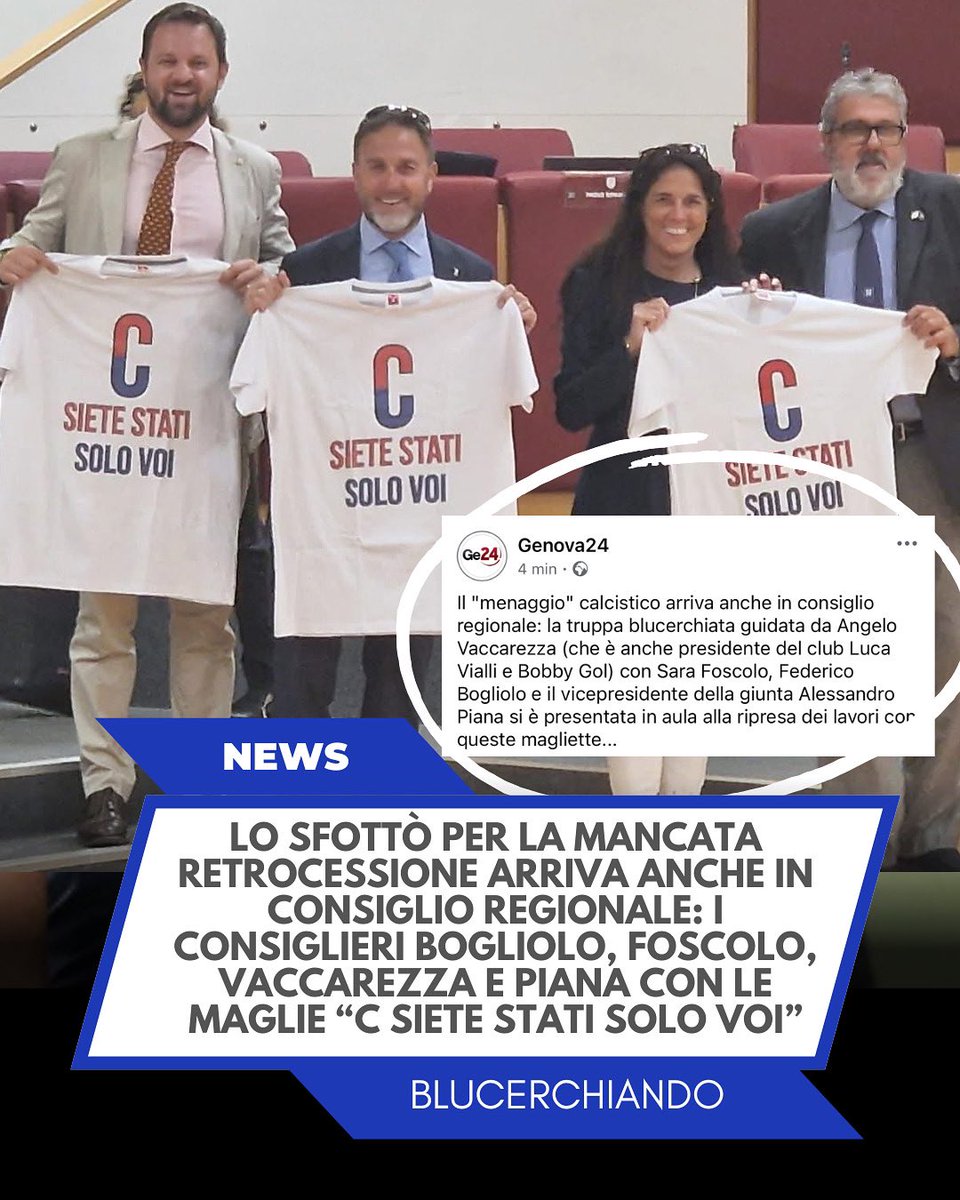 Blucerchiando's tweet photo. Lo sfottò è arrivato anche nel Consiglio Regionale della Liguria (Credits: Genova 24) #Sampdoria https://t.co/DcjUAnkXRe