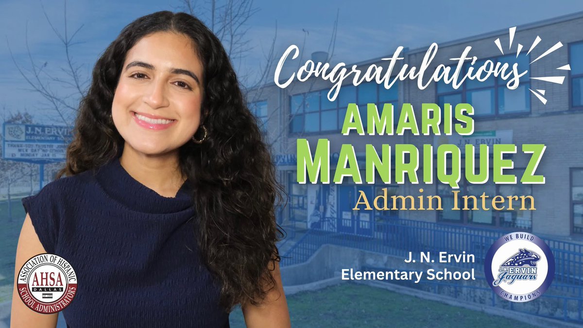 Congratulations, Amaris Manriquez, on your move to J. N. Ervin Elementary as the teacher leader and administrative intern! We are excited to see you grow with this community. #aspire2inspire