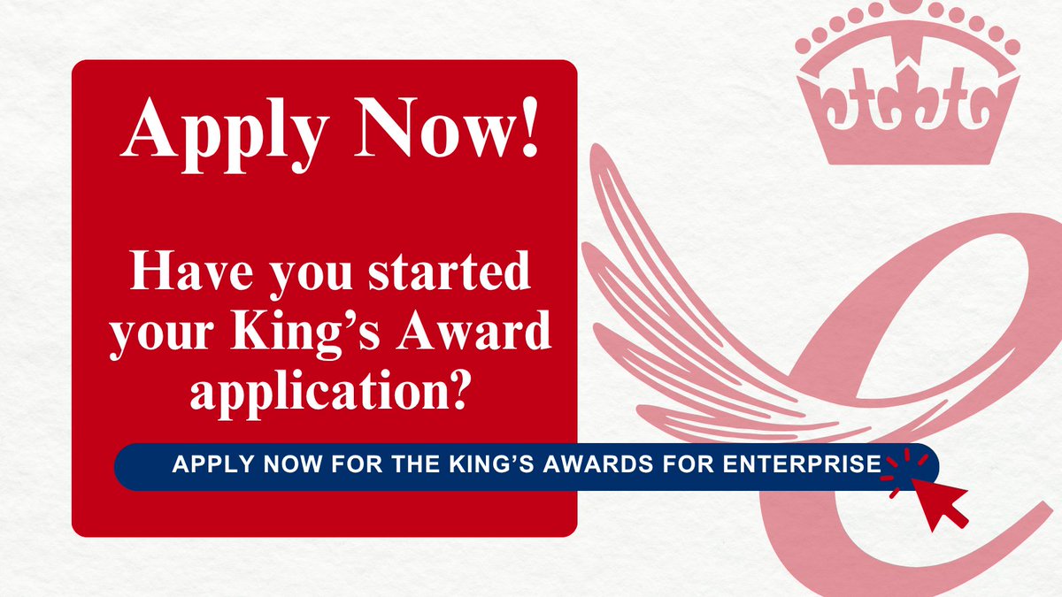 👑The #KingsAwards for Enterprise are the most prestigious Awards for UK businesses. Personally approved by His Majesty The King, these Awards are a trusted Royal accolade, which provide recognition worldwide.

🖊️Applications close 9th September. Apply now gov.uk/kings-awards-f…