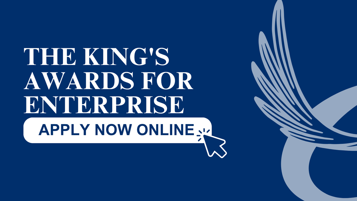 👑The #KingsAwards for Enterprise are the most prestigious Awards for UK businesses. Personally approved by His Majesty The King, these Awards are a trusted Royal accolade, which provide recognition worldwide.

🖊️Applications close 9th September. Apply now gov.uk/kings-awards-f…