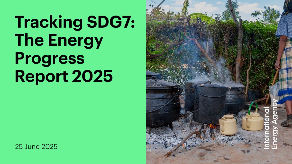 IEA's tweet image. Access to electricity &amp;amp; clean cooking access are improving globally, but greater international support is key to accelerating progress &amp;amp; addressing regional disparities
 
The new #TrackingSDG7 2025 report – out now – takes stock of recent developments ➡️ iea.li/44gm4g5