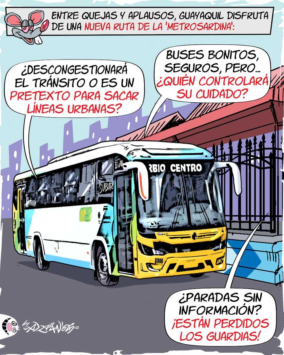 DiarioExtraEc's tweet photo. #OPINIÓN 💬 | Compartimos la caricatura 'TRONCAL 4, ¿UN ALIVIO O COMPLICACIÓN PARA EL TRANSPORTE GUAYACO?', del 25 de junio de 2025, realizada por Adrián Peñaherrera.
#NUEVA #TRONCAL4 #METROVÍA #GUAYAQUIL #POCOS #DÍAS #INAUGURADA #QUEJAS #USUARIOS #FALTA #INFORMACIÓN #PARADAS https://t.co/DgxmUyrJWO