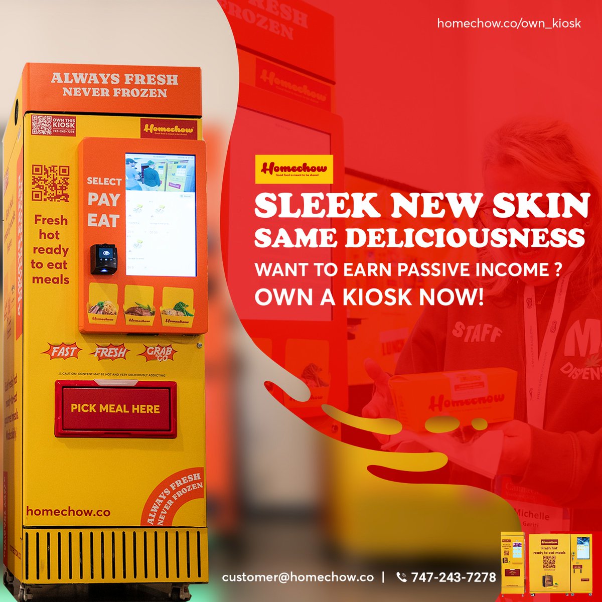 Sleeky Wednesday just dropped 😎
New look. Same 🔥 food.
Same chance to earn passive income.
Own a Homechow kiosk.
No staff needed
Always in demand
Fresh food = fresh revenue
Start now:homechow.co/own_kiosk 
#SleekyWednesday #Homechow #PassiveIncome #FoodTech #OwnaKiosk