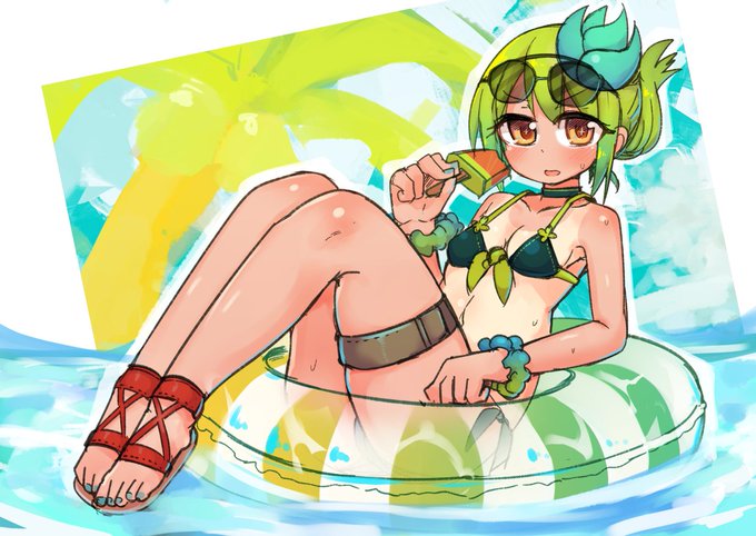 今日も暑いのでうちのこ水着 