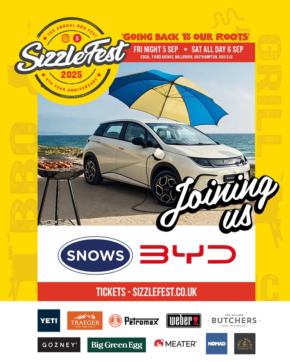 🔥 Sizzlefest 2025 Sponsor Spotlight 🔥
Joining us with be 'Snows BYD'. Check out their 'Build Your Dreams' range in Southampton.

Tickets:
bit.ly/420D62f 

#socalbbqshop #outdoorliving #bbq #ukbbqcommunity #sizzlefest_uk #SizzleFest2025 #Southamptonevents #snowsbyd